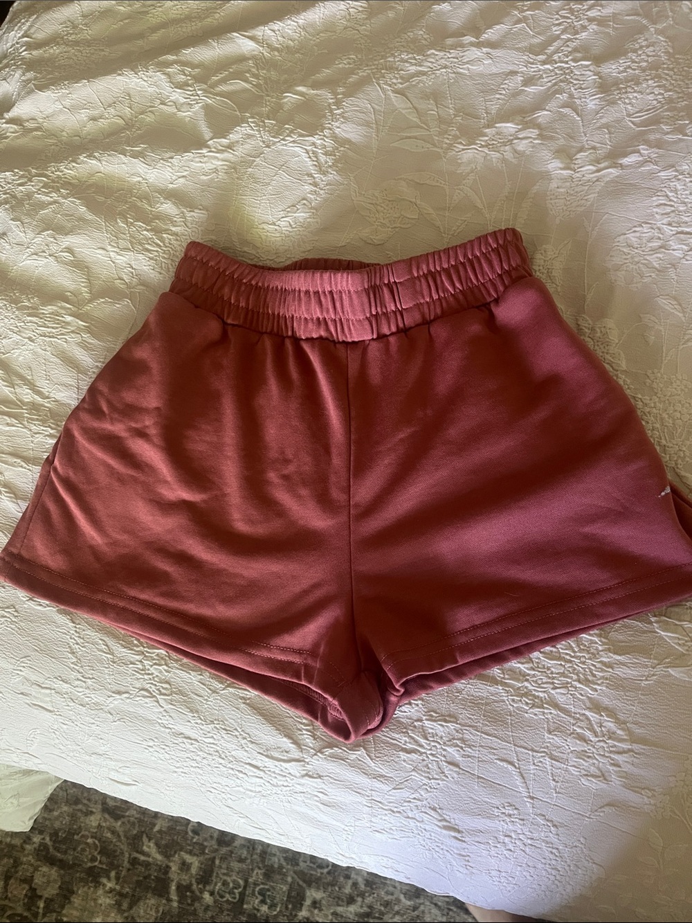 SHEIN Rose Mauve Elastic-Waist Athletic Shorts